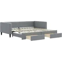 vidaXL Tagesbett Ausziehbar mit Schubladen Hellgrau 100x200 cm Stoff