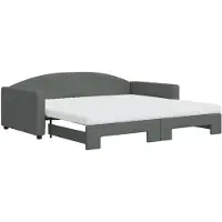 vidaXL Tagesbett Ausziehbar mit Matratzen Dunkelgrau 100x200 cm Stoff