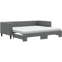 vidaXL Tagesbett Ausziehbar mit Matratzen Dunkelgrau 90x200 cm Stoff