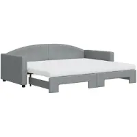 vidaXL Tagesbett Ausziehbar mit Matratze Hellgrau 90x200 cm Stoff