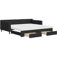 vidaXL Tagesbett Ausziehbar mit Schubladen Schwarz 100x200 cm Stoff