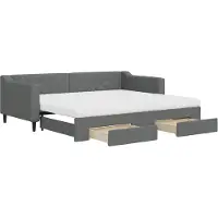 vidaXL Tagesbett Ausziehbar mit Schubladen Dunkelgrau 90x200 cm Stoff