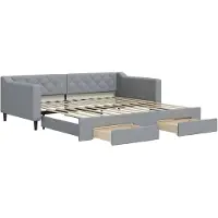 vidaXL Tagesbett Ausziehbar mit Schubladen Hellgrau 100x200 cm Stoff