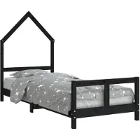 vidaXL Kinderbett Schwarz 80x200 cm Massivholz Kiefer