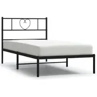 vidaXL Bettgestell mit Kopfteil Metall Schwarz 100x200 cm