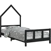 vidaXL Kinderbett Schwarz 90x190 cm Massivholz Kiefer