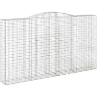 vidaXL Gabione mit Hochbogen 400x50x220/240 cm Verzinktes Eisen