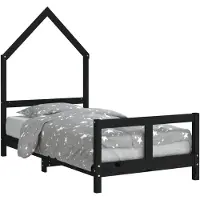 vidaXL Kinderbett Schwarz 80x160 cm Massivholz Kiefer