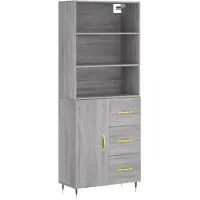 vidaXL Highboard Grau Sonoma 69,5x34x180 cm Holzwerkstoff