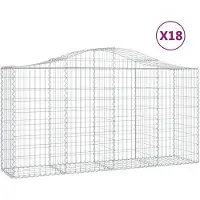 vidaXL Gabionen mit Hochbogen 18 Stk 200x50x100/120cm Verzinktes Eisen