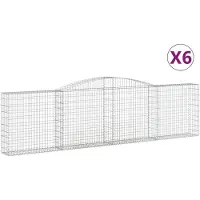 vidaXL Gabionen mit Hochbogen 6 Stk. 400x30x100/120cm Verzinktes Eisen