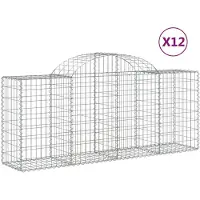 vidaXL Gabionen mit Hochbogen 12 Stk. 200x50x80/100cm Verzinktes Eisen