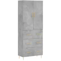 vidaXL Highboard Betongrau 69,5x34x180 cm Holzwerkstoff