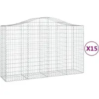 vidaXL Gabionen mit Hochbogen 15Stk. 200x50x120/140cm Verzinktes Eisen