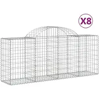 vidaXL Gabionen mit Hochbogen 8 Stk. 200x50x80/100 cm Verzinktes Eisen