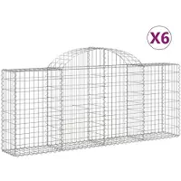 vidaXL Gabionen mit Hochbogen 6 Stk. 200x30x80/100 cm Verzinktes Eisen