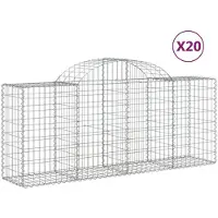 vidaXL Gabionen mit Hochbogen 20 Stk. 200x50x80/100cm Verzinktes Eisen