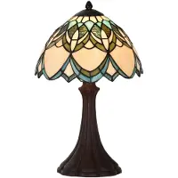 Clayre & Eef Tiffany Tischlampe Ø 25x42 cm Beige Blau Glas