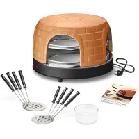 Emerio Pizzarette Original PO-116124.1 – Pizzaofen für 8 Personen – Handgefertigte Terrakotta-Kuppel – 1500W – Mini-Pizza