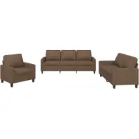 vidaXL 3-tlg. Sofagarnitur mit Kissen Braun Stoff