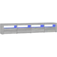 vidaXL TV-Schrank mit LED-Leuchten Grau Sonoma 240x35x40 cm