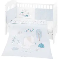 Kikkaboo Bettwäsche 4-teilig Decke 135 x 95 cm Bezug Nestchen Bett 120 x 60 cm blau