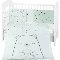 Kikkaboo Kinderbettwäsche Bär 6tlg. Decke 135 x 95 Kissen 45 x 35 Laken 140 x 70 grün