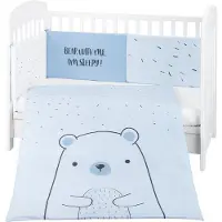 Kikkaboo Kinderbettwäsche Bär 3-tlg. Decke 135 x 95 cm Nestchen Bett 140 x 70 cm blau