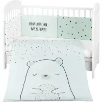 Kikkaboo Kinderbettwäsche Bär 3-tlg. Decke 135 x 95 cm Nestchen Bett 140 x 70 cm grün
