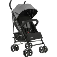Kikkaboo Kinderwagen Käfer, Stahlrahmen, Korb, abnehmbare Vorderräder, Fußstütze dunkelgrau