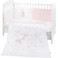 Kikkaboo Bettwäsche 4-teilig Decke 135 x 95 cm Bezug Nestchen Bett 120 x 60 cm rosa