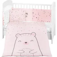 Kikkaboo Kinderbettwäsche Bär 6tlg. Decke 135 x 95 Kissen 45 x 35 Laken 140 x 70 rosa