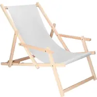Springos Liegestuhl Klappbar Strandliege Campingstuhl Gartenstuhl Holz - Hellgrau