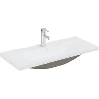 vidaXL Einbauwaschbecken mit Wasserhahn 91x39x18 cm Keramik Weiß
