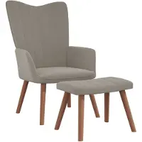 vidaXL Relaxsessel mit Hocker Hellgrau Samt