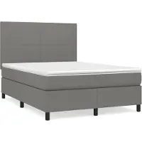 vidaXL Boxspringbett mit Matratze Dunkelgrau 140x190 cm Stoff