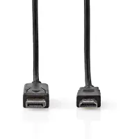 Nedis Displayport-Kabel - DisplayPort Stecker - HDMI Stecker - 4K@30Hz - Vernickelt - 2.00 m - Rund - PVC - Schwarz - Label