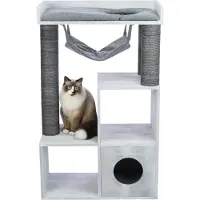 Trixie Kratzbaum mit Regalfunktion, Katzenkratzbaum, Freistehend, Grau, Polyester, Handwäsche, 11 cm