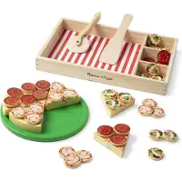 Melissa & Doug - Pizza-Party-Spielset aus Holz, 45-teilig,mit Pizzaschneider, Pizzateller, Holzspatel und Holzbox, Für Kinder ab 3 Jahren