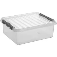 Sunware Aufbewahrungsbox Q-LINE, Verschlussclips, transparent, stapelbar, 25 l, L 500 x B 400 x H 180 mm