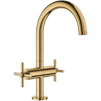 GROHE Waschtisch-Einlochbatterie Atrio 21144, L-Size, mit Kreuzgriffen, Push-open Ablaufgarnitur 1 1/4'', cool sunrise