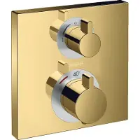 Hansgrohe Thermostat Ecostat Square f UP-Thermostat 2 Verbr pol. gold optic Unterputz Fertigset 2 Verbraucher