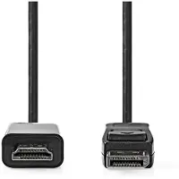 Nedis Displayport-Kabel - DisplayPort Stecker - HDMI Stecker - 1080p - Vernickelt - 2.00 m - Rund - PVC - Schwarz - Label