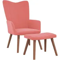 vidaXL Relaxsessel mit Hocker Rosa Samt