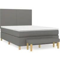 vidaXL Boxspringbett mit Matratze Dunkelgrau 140x190 cm Stoff