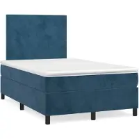 vidaXL Boxspringbett mit Matratze Dunkelblau 120x200 cm Samt