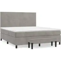 vidaXL Boxspringbett mit Matratze Hellgrau 160x200 cm Samt