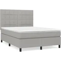 vidaXL Boxspringbett mit Matratze Hellgrau 140x190 cm Stoff