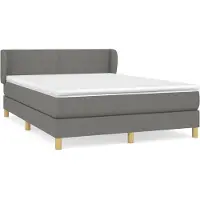 vidaXL Boxspringbett mit Matratze Dunkelgrau 140x200 cm Stoff