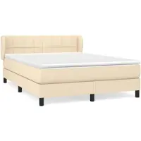 vidaXL Boxspringbett mit Matratze Creme 140x190 cm Stoff
